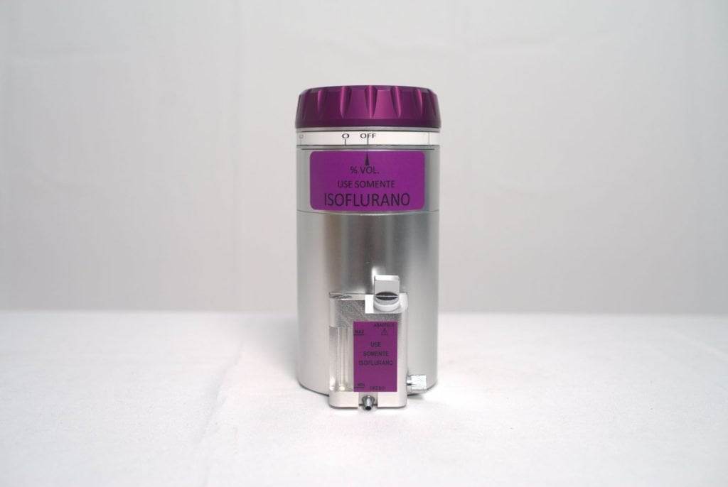 Dispositivo vaporizador veterinário da Delta Life para aparelho de anestesia inalatória.