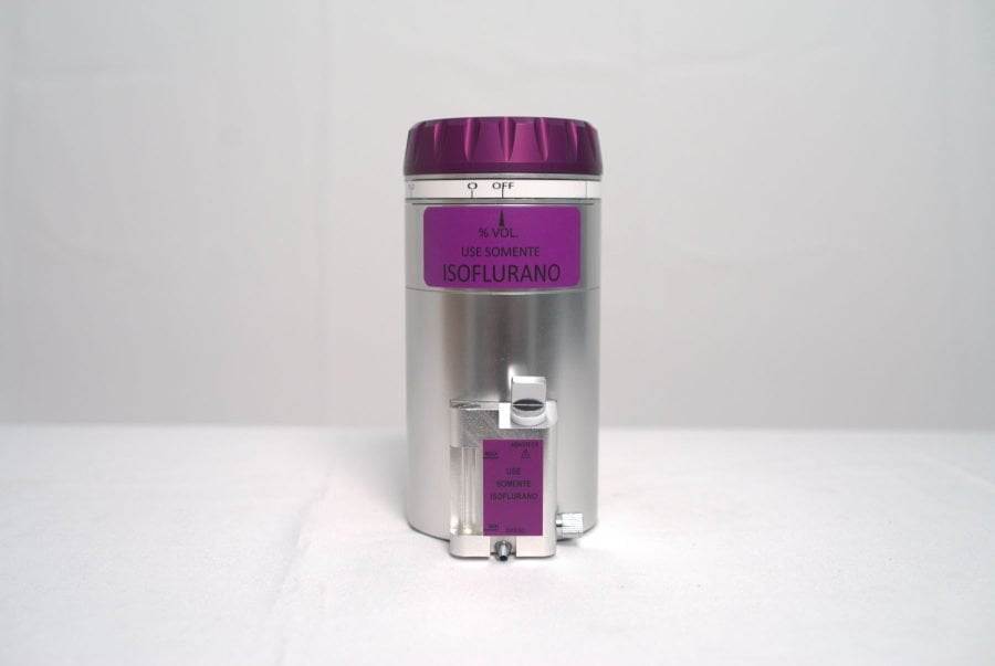 Dispositivo vaporizador veterinário da Delta Life para aparelho de anestesia inalatória.